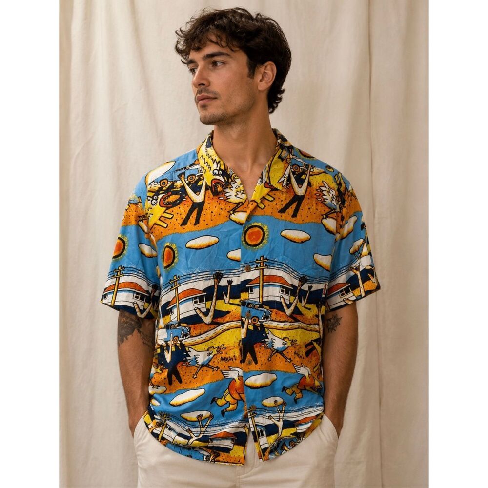 Vintage Mambo Loud "Lost Weekend" by Reg Mombassa Hawaiian Island Shirt L Large